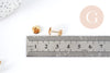 Boucles puce support cabochon rond 6mm laiton doré 16K, la paire (G8922)
