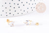 Boucles puce zircon goutte acier 304 inoxydable doré 14mm, x2 (G4523)