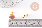 Boucles puces aventurine rose doré 18K, la paire (G2709)