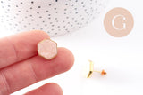 Boucles puces aventurine rose doré 18K, la paire (G2709)