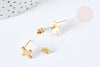 Boucles puces croix acier 201 dorées 12mm, la paire (G8477)