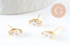 Boucles puces laiton doré cristal, x2 (G1510)