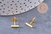 Boucles puces rectangle acier 304 inoxydable doré 6mm, la paire (G0212)