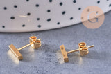 Boucles puces rectangle acier 304 inoxydable doré IP 6mm, la paire (G0212)