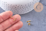 Boucles puces rectangle acier 304 inoxydable doré IP 6mm, la paire (G0212)