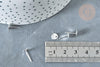 Boucles puces rondes acier 201 inoxydable platine 6mm, x2 (G8030)