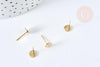 Boucles puces rondes percées acier 201 dorées 6mm, la paire (G8476)