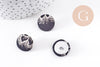 Bouton ancien recouvert polyester noir et blanc 16mm, x1 (G10149)