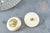 Bouton ancien rond Soleil écru et or polyester 27mm, fourniture de mercerie vintage, x1 G7433