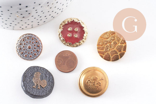 Boutons anciens vintages 23-30mm, x1 (G10153)