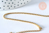 Bracelet acier 304 inoxydable doré 14k chaine torsadée 1.5-2mm/19.5cm, x1 (G5358)