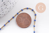 Bracelet acier 304 inoxydable doré 14k résine bleu marine 1.5mm-20.5cm, x1 (G10209)