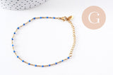 Bracelet acier 304 inoxydable doré 14k résine bleu marine 1.5mm-20.5cm, x1 (G10209)