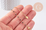 Bracelet acier 304 inoxydable doré 14k résine noire 1.5mm-20.5cm, x1 (G3382)
