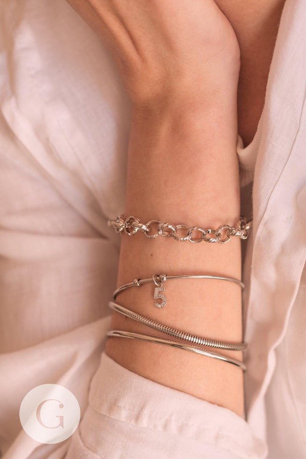 Bracelet chaine ronde serpent acier 304 inoxydable platine 190x3mm, x1 (G9041)