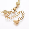 Bracelet cœur & fleur réglable acier doré 14k, 21cm, x1 (G6233)