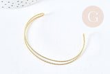 Bracelet double jonc ouvert torsadé laiton doré 18K 60mm, x1 (G8502)