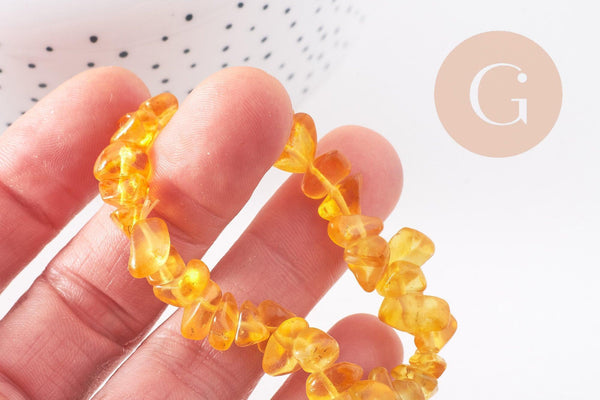 Bracelet élastique chips citrine naturelle chauffee 50mm, x1 (G5667)