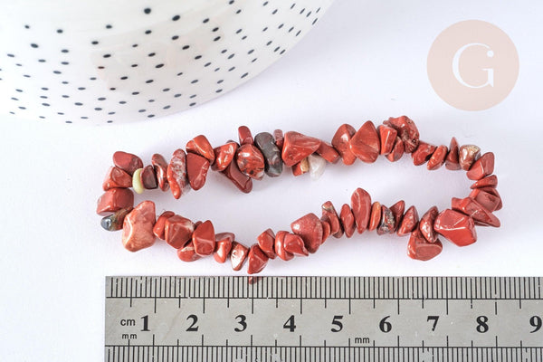 Bracelet élastique chips jaspe rouge naturel 50mm, x1 (G7074)