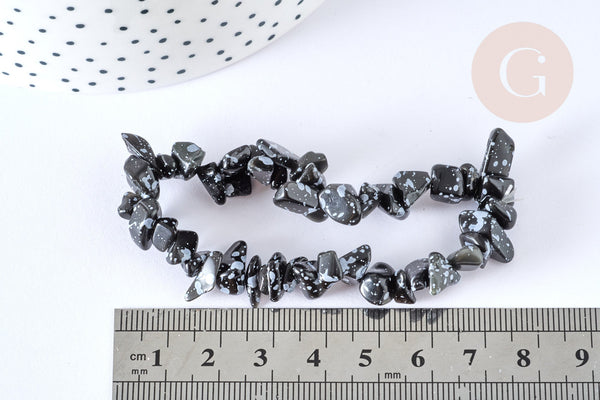 Bracelet élastique chips obsidienne naturelle 50mm, x1 (G7073)
