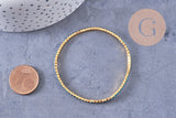 Bracelet élastique laiton doré strass bleu 50mm, x1 (G3960)