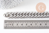 Bracelet gros maillons en inoxydable, fermoir toggle, bracelet homme, x1 (G0273)