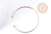 Bracelet jonc fin finition boule cuivre or rose 16K 2mm/60mm, x1 (G8356)