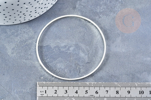 Bracelet jonc laiton Plaqué argent 925, 70mm, x1 (G8351)