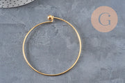 Golden smooth ball stainless steel 304 bangle bracelet 62mm, x1 (G11264)