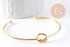 Bracelet jonc ouvert noeud 3mm laiton doré 53x62mm, x1 (G10312)