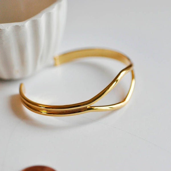 Bracelet jonc ouvert réglable 16k 64mm, x1 (G10174)