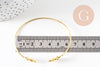 Bracelet jonc ouvert réglable 16k feuille 63mm, x1 (G2199)