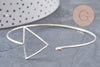 Bracelet jonc réglable triangle laiton argenté 60mm, x1 (G1812)