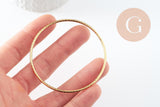 Bracelet jonc strié acier inoxydable doré 14k 60mm, bracelet résistant à l'eau, sans nickel, x1 (G9508)