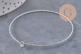 Bracelet jonc texturé rond 1mm acier 304 inoxydable platine 60mm, x1 (G10988)