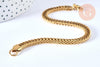 Bracelet maille américaine acier doré inoxydable 304,, sans nickel, 21cm, x1 (G6966)