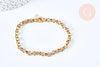 Bracelet maille rollo acier inoxydable 304 doré 14k, 1.5mm, 20.5cm, x1 (G6893)