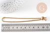 Bracelet maille rolo réglable fermoir coulissant acier inoxydable 304 doré 14k 24cm, x1 (G0188)