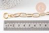 Bracelet maille trombone aluminium doré, bracelet doré à gros maillons, 18.3cm, x1 (G4933)