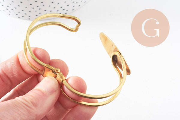 Bracelet manchette ressort laiton brut 47x60mm, x1 (G2710)