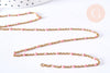 Bracelet ou collier acier doré 14k résine rose 1.5mm,20.5cm, x1 (G3602)