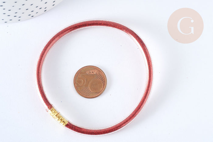 Bracelet paillettes tube plastique PVC 6,3cm, bijoux fantaisie DIY, x1 (G7228)