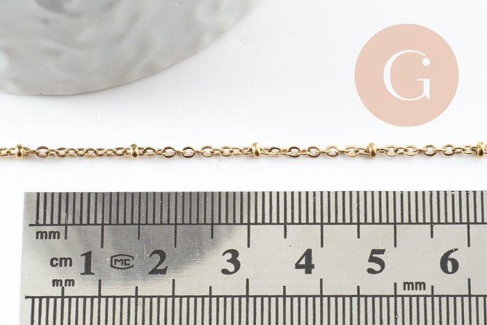 Bracelet réglable chaine satellite acier 304 doré inoxydable 18.5cm, x1 (G9595)