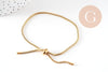 Bracelet réglable chaine serpent acier inoxydable doré, fermoir frein, sans nickel, 14k 2mm/ 27cm, x1 (G5496)