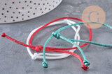 Bracelet réglable cordon polyester blanc vert rouge 1-17cm, x1 (G10828)