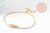 Bracelet réglable laiton doré 14k cadenas et clef zircon, bracelet laiton or, sans nickel, bracelet zircon doré,26cm, x1 (G2572)