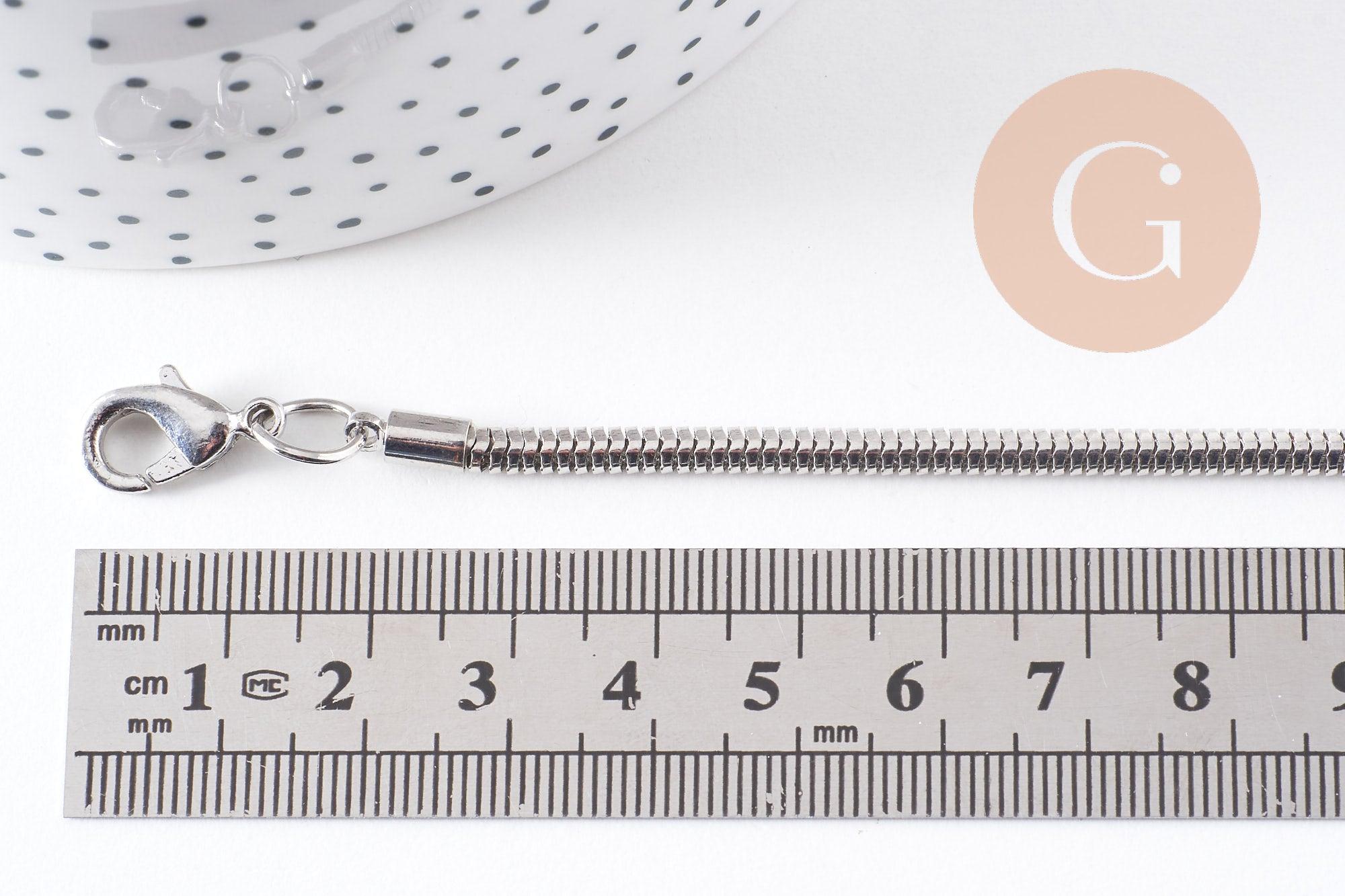 Bracelet serpent platine type Pandora complet AVEC ExTENSION 18cm, x1 (G2382)