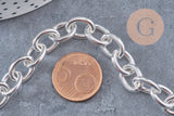 Bracelet très grosse maille acier 304 inoxydable argenté 20.4cm, x1 (G10922)