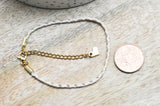 Bracelet tressé coton jaune bleu acier doré 14k 20.5cm, x1 (G6221)