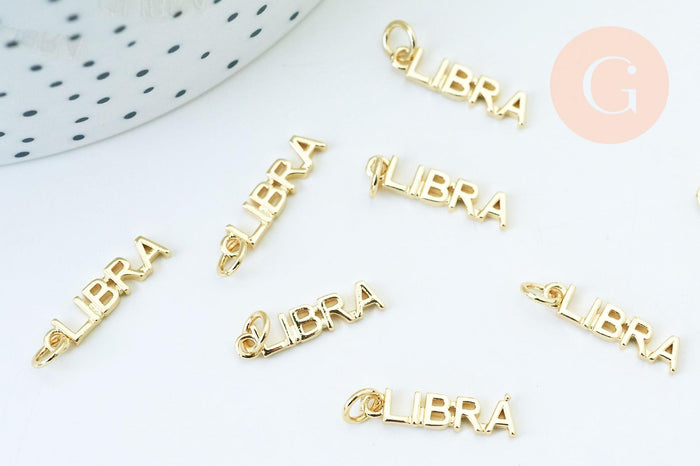Breloque Balance laiton doré 18k,sans nickel,création bijoux astrologique, pendentif horoscope,17.5mm, x1 (G6045)